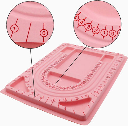 Pink Bead Board with Flock, 9.5 by 12.9-inch, Design Beading Board Tray | DIY Craft Tool for Girl and Necklace Beading Jewelry Designer