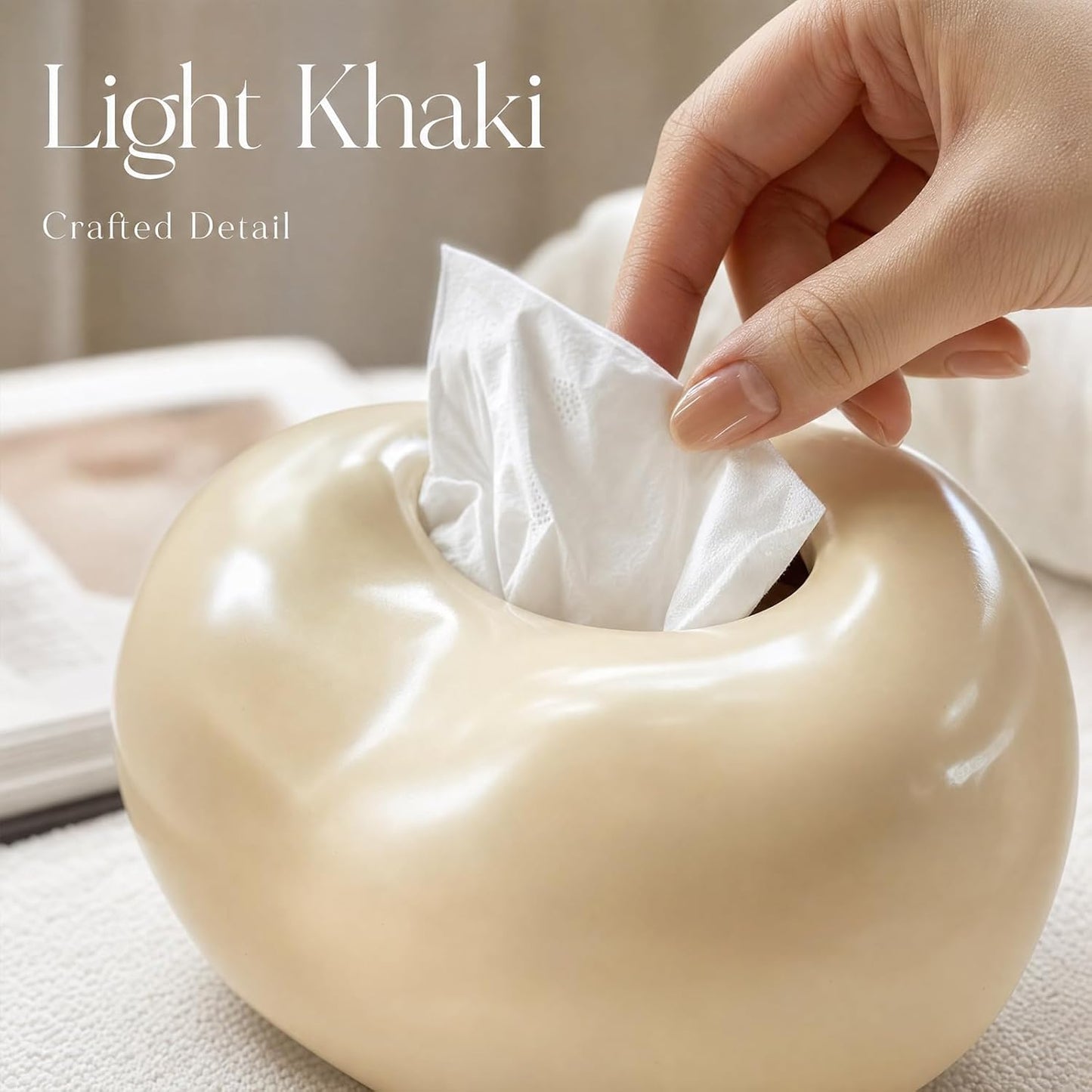 Decorative Tissue Box Cover Ceramic Modern Tissue Box Holder Facial Napkin Holder Tissue Box Dispenser for Bathroom Vanity, Living Room, Bedroom Dresser, Night Stand, Kitchen Countertop Office Desk