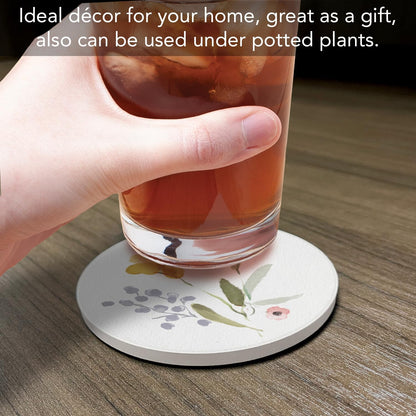 Thirstystone Yellow Floral Single Round Absorbent Stone Coaster Manufactured in the USA 4" Diameter Create Your Own Set
