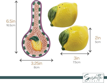 Lemon Salt & Pepper Shakers with Mini Lemon Spoon Rest