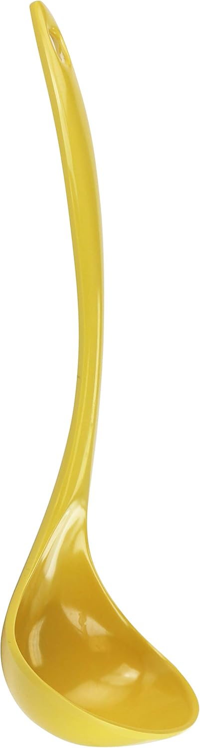 Melamine Soup Ladle Kitchen Utensil, Premium Quality Utensil with Heat Resistant Ergonomic Handle, Durable BPA-Free Plastic, 10.5 inch long, One Piece, Lemon