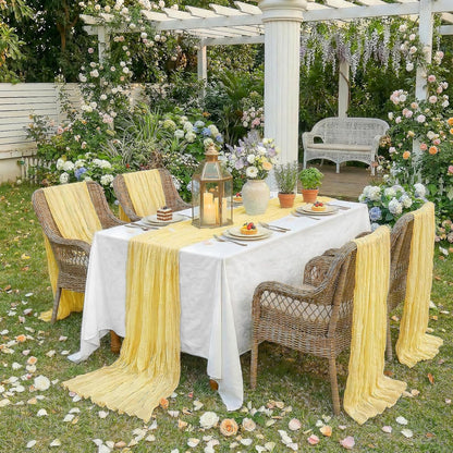 Light Yellow Cheesecloth Table Runner,6 Pack 21x120Inch-Gauze Table Runner Boho Cheese Cloth Table Runner for Wedding, Bridal & Baby Shower, Birthday Party,Spring Easter,Holiday Home Decor