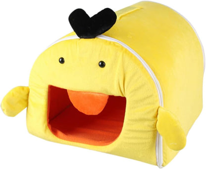 Removable Washable Yellow Hamster Cage Nest Made of Soft Cloth, Warm Small Animal Bed for Couch or Floor Use During Winter
