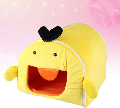 Removable Washable Yellow Hamster Cage Nest Made of Soft Cloth, Warm Small Animal Bed for Couch or Floor Use During Winter