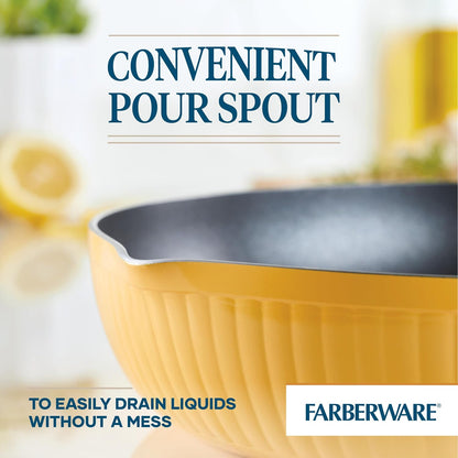 Style Nonstick Cookware Frying Pan/Skillet with Pour Spouts, Dishwasher Safe, 11.25 Inch - Yellow