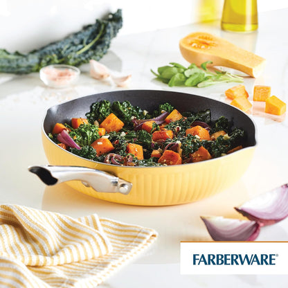 Style Nonstick Cookware Frying Pan/Skillet with Pour Spouts, Dishwasher Safe, 11.25 Inch - Yellow