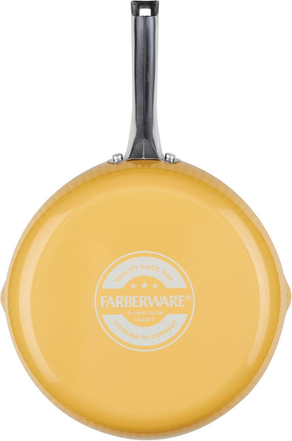 Style Nonstick Cookware Frying Pan/Skillet with Pour Spouts, Dishwasher Safe, 11.25 Inch - Yellow