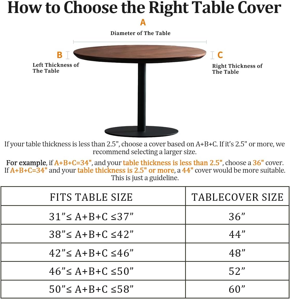 Waterproof Tablecloth with Elastic Tablecloth for Round Tables 36"-70" for Indoor Outdoor Patio Use, 52Inch, Lemon