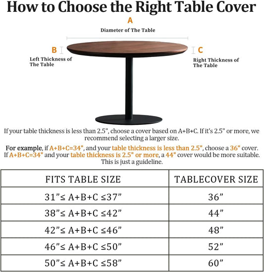 Waterproof Tablecloth with Elastic Tablecloth for Round Tables 36"-70" for Indoor Outdoor Patio Use, 52Inch, Lemon