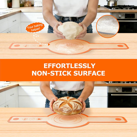 Silicone Bread Sling Mat for Dutch Oven, 2 PCS Non-Stick & Reusable Bread Baking Supplies with Long Handles, Easily Transfer Sourdough & Baking, Dishwasher Safe (Round, Yellow)