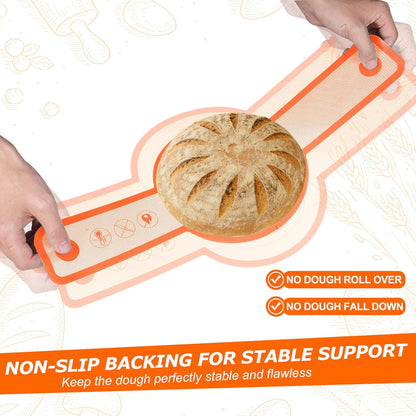 Silicone Bread Sling Mat for Dutch Oven, 2 PCS Non-Stick & Reusable Bread Baking Supplies with Long Handles, Easily Transfer Sourdough & Baking, Dishwasher Safe (Round, Yellow)