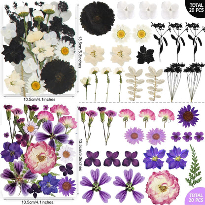 301Pcs Multi-Style Dried Pressed Flowers & Leaves (10 Packs) - Pressed Flower for Crafts, Resin, Nail Art, Candle, Soap, Scrapbooking & Frame Decor