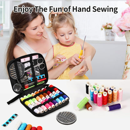 Sewing Kit Basic, Needle and Thread Kit with Sewing Supplies and Accessories for Adults,Beginner,Home,Travel,Emergency Including Scissors,Measure Tape,Needle Threader and More
