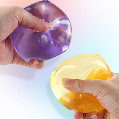 Squeeze Toys Squishy Block Set, Slow Rising Sensory Stress Relief Fidgets, Calm Down Anxiety Relief for Kids Adults, 2 Pack - Yellow & Purple