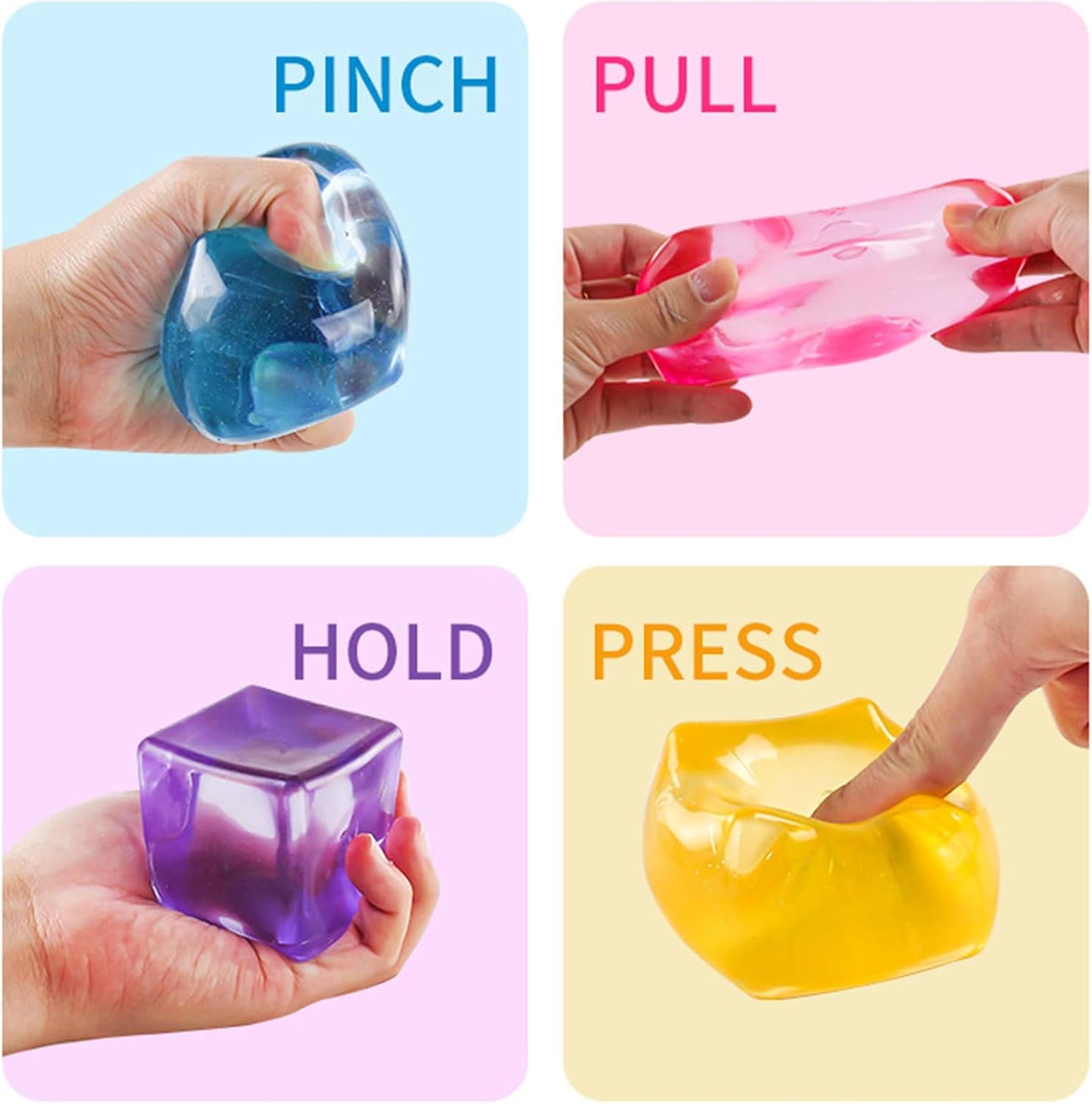 Squeeze Toys Squishy Block Set, Slow Rising Sensory Stress Relief Fidgets, Calm Down Anxiety Relief for Kids Adults, 2 Pack - Yellow & Purple