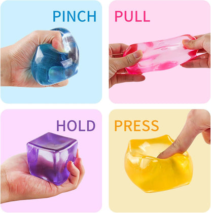 Squeeze Toys Squishy Block Set, Slow Rising Sensory Stress Relief Fidgets, Calm Down Anxiety Relief for Kids Adults, 2 Pack - Yellow & Purple