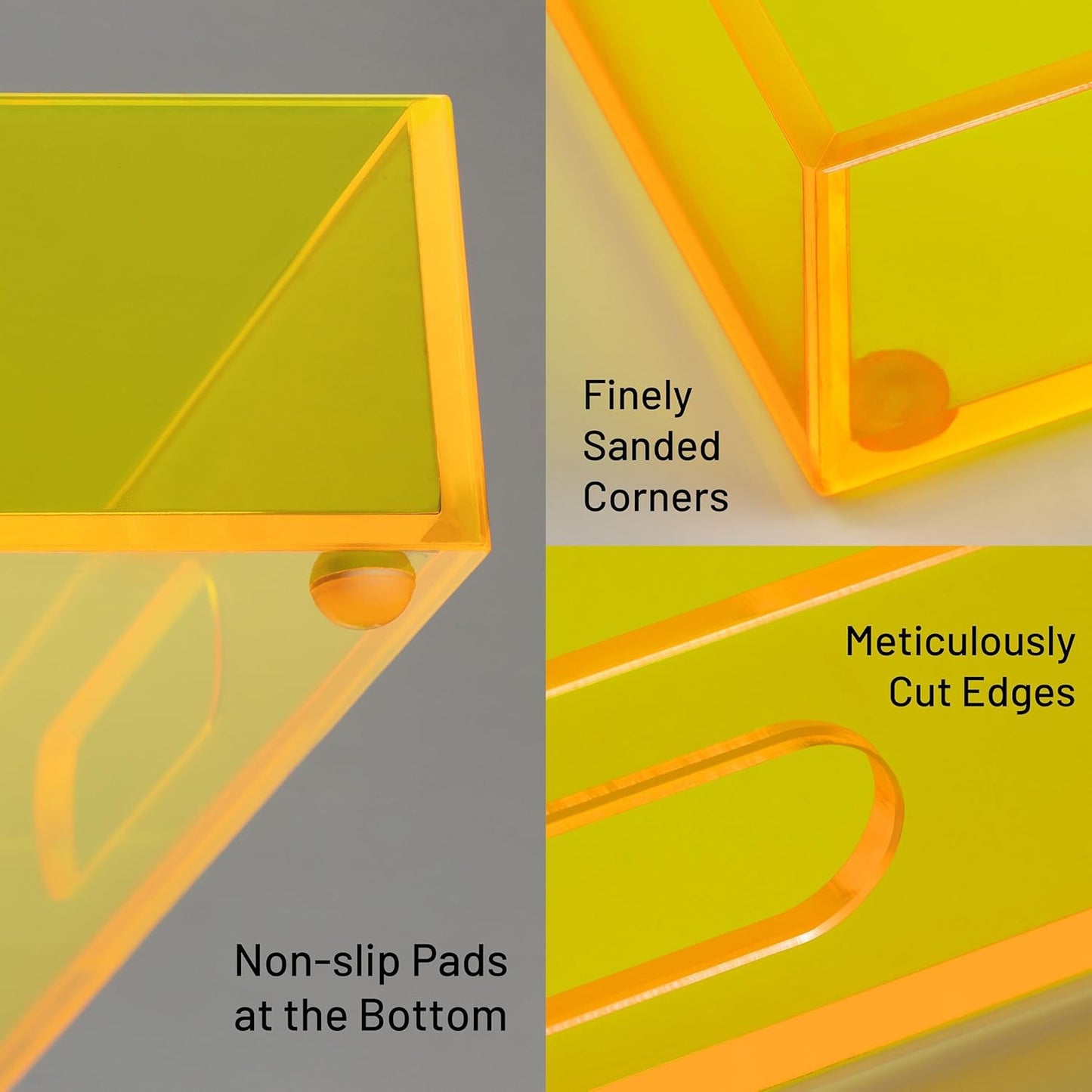 16"x12" Large Acrylic Serving Tray, Vanity Platter, Neon Yellow | Ottoman, Coffee Table, Tea Fruit Platter Snack Appetizer Dessert Drink, Home Kitchen Living Room Decorative, Bar Party Decor