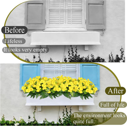 2 Pcs Artificial Impatiens Flowers for Outdoors Silk Flower Outside UV Resistant Fake Flowers Plants Bushes Yellow Faux Impatiens for Outdoor Planters Front Porch Patio Garden Balcony Decor