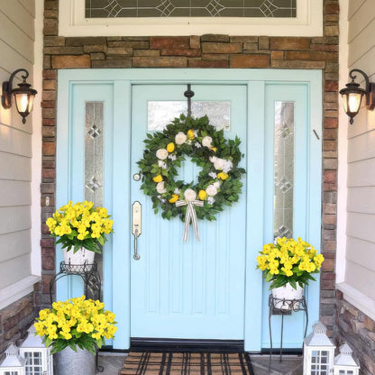 2 Pcs Artificial Impatiens Flowers for Outdoors Silk Flower Outside UV Resistant Fake Flowers Plants Bushes Yellow Faux Impatiens for Outdoor Planters Front Porch Patio Garden Balcony Decor