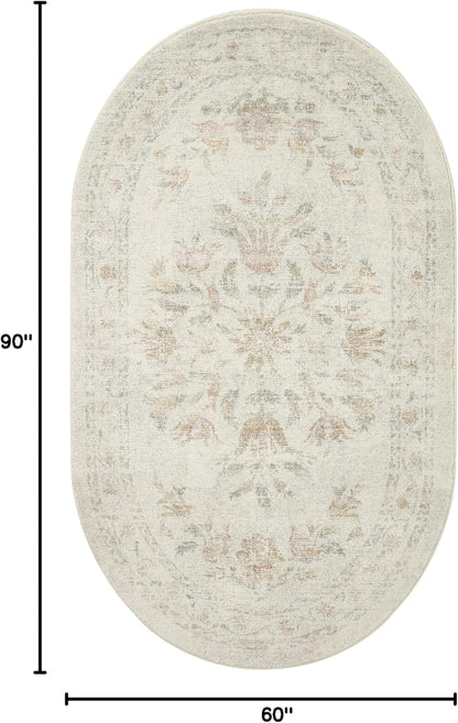 Rifle Paper Co. Courtyard Collection COU-01 Yellow/Multi 5'-0" x 7'-6" Area Rug feat. CloudPile