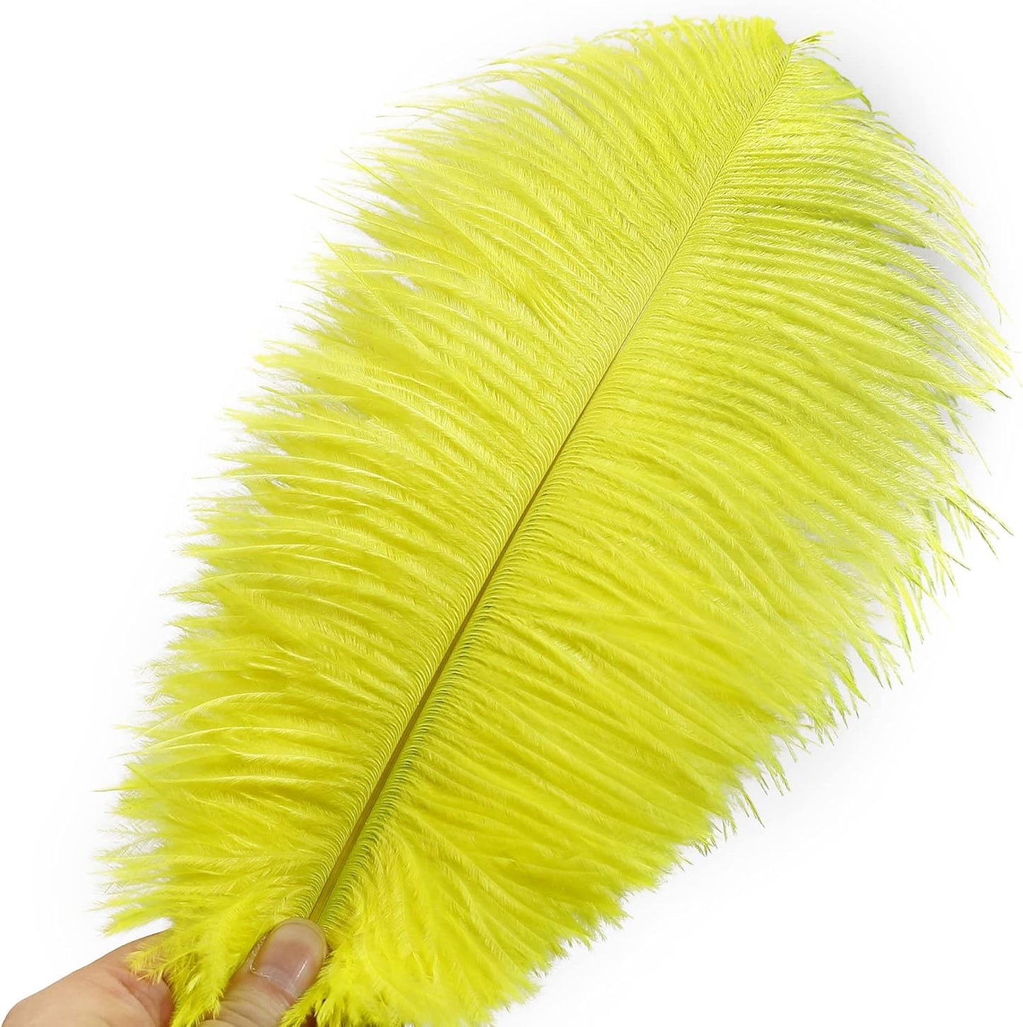 Yellow Large Ostrich Feathers Bulk Centerpieces,24Pcs,10-12inch | Fluorescent Yellow Ostrich Feathers for Crafts Table Vase,Wedding Party Centerpieces,Mardi Gras and Easter Home Decorations
