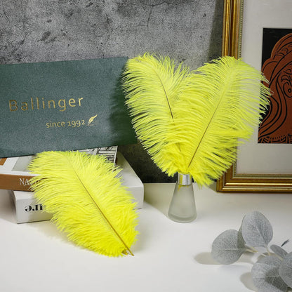 Yellow Large Ostrich Feathers Bulk Centerpieces,24Pcs,10-12inch | Fluorescent Yellow Ostrich Feathers for Crafts Table Vase,Wedding Party Centerpieces,Mardi Gras and Easter Home Decorations