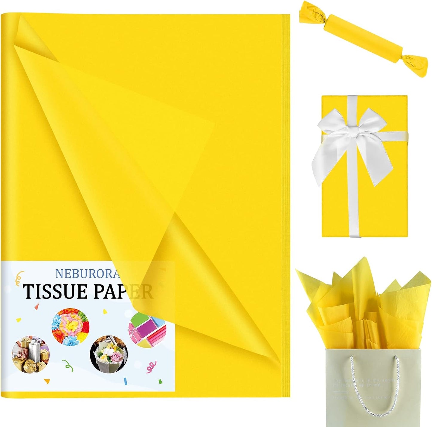 60 Sheets Yellow Tissue Paper Bundles 120 Sheets Blue Tissue Paper for Gift Wrap Filler Flower Art Crafts DIY Birthday Fall Thanksgiving Father's Day Wedding Decor