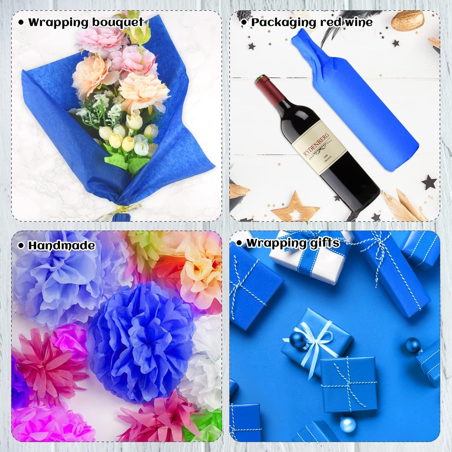 60 Sheets Yellow Tissue Paper Bundles 120 Sheets Blue Tissue Paper for Gift Wrap Filler Flower Art Crafts DIY Birthday Fall Thanksgiving Father's Day Wedding Decor