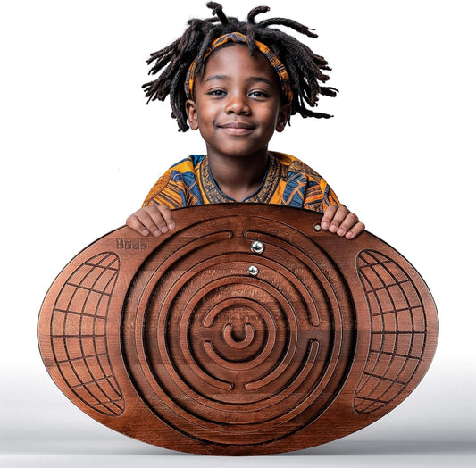 Maze Balance Board - Wood Wobble Board for Kids, Toddlers, Teens & Adults for Exercise Training, Physical Therapy, Bodyweight Fitness, Skiing, Surfing, Snowboarding, Skateboarding with Labyrinth