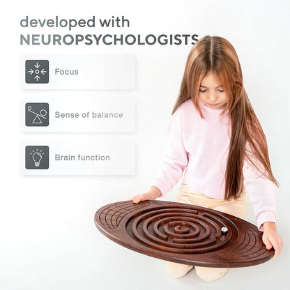 Maze Balance Board - Wood Wobble Board for Kids, Toddlers, Teens & Adults for Exercise Training, Physical Therapy, Bodyweight Fitness, Skiing, Surfing, Snowboarding, Skateboarding with Labyrinth