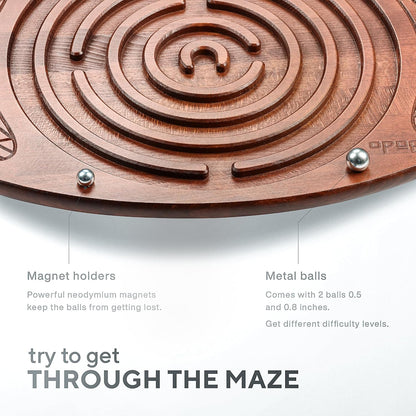 Maze Balance Board - Wood Wobble Board for Kids, Toddlers, Teens & Adults for Exercise Training, Physical Therapy, Bodyweight Fitness, Skiing, Surfing, Snowboarding, Skateboarding with Labyrinth