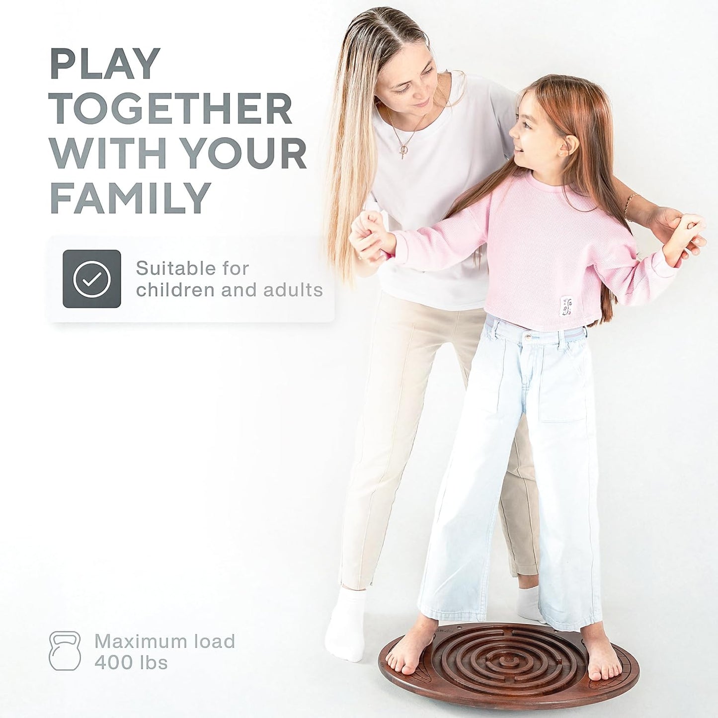 Maze Balance Board - Wood Wobble Board for Kids, Toddlers, Teens & Adults for Exercise Training, Physical Therapy, Bodyweight Fitness, Skiing, Surfing, Snowboarding, Skateboarding with Labyrinth