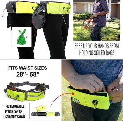 TAKSIN The Ultimate Hands Free Dog Leash System for Walking Running Hiking Training, Reflective Bungee Leash, Treat Holder, Poop Bag Dispenser for Small Medium Large Dogs (Yellow Pack)
