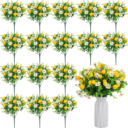 16 Pcs Artificial Lemon Branches Artificial Fruit Lemon Fake Fruit Bouquet Faux Flower Farmhouse Outdoor Spring Summer Decor for Kitchen Home Bathroom Wedding Party
