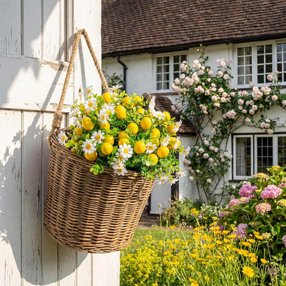 16 Pcs Artificial Lemon Branches Artificial Fruit Lemon Fake Fruit Bouquet Faux Flower Farmhouse Outdoor Spring Summer Decor for Kitchen Home Bathroom Wedding Party