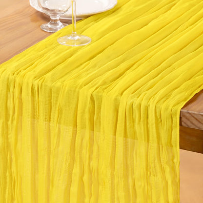 Lemon Yellow Cheesecloth Table Runner Summer Table Runner Boho Gauze 120 Inches Cheese Cloth Table Decor for Wedding Bridal Baby Shower Parties