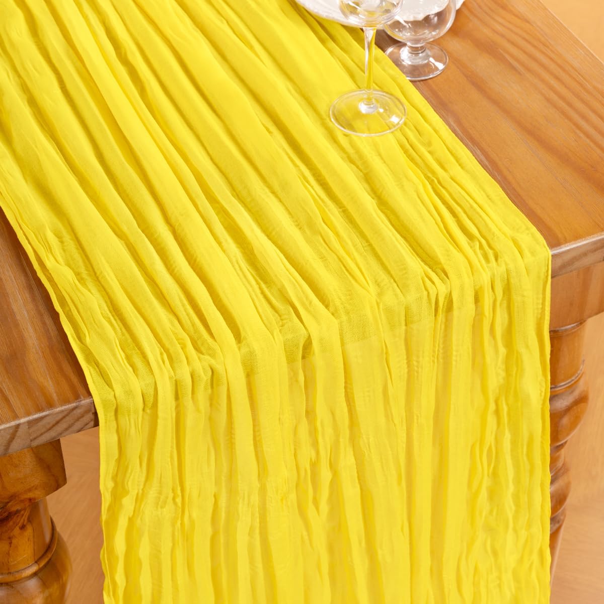 Lemon Yellow Cheesecloth Table Runner Summer Table Runner Boho Gauze 120 Inches Cheese Cloth Table Decor for Wedding Bridal Baby Shower Parties