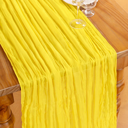 Lemon Yellow Cheesecloth Table Runner Summer Table Runner Boho Gauze 120 Inches Cheese Cloth Table Decor for Wedding Bridal Baby Shower Parties