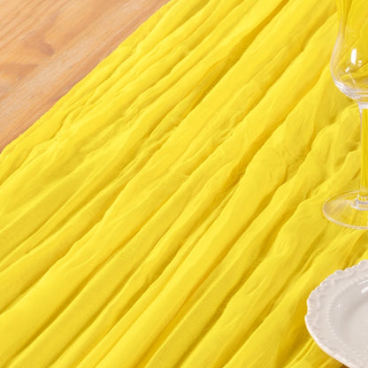 Lemon Yellow Cheesecloth Table Runner Summer Table Runner Boho Gauze 120 Inches Cheese Cloth Table Decor for Wedding Bridal Baby Shower Parties