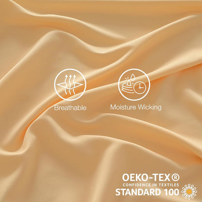 Full Size Bed Sheets Set, Yellow Cooling Hypoallergenic Microfiber Double Bed Sheets, Soft Oeko-Tex Extra Deep Pocket Sheets & Pillowcases Wrinkle Free Bedsheets