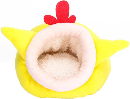 Hamster Sleeping Bed Nest Warm Fleece Cotton Small Animal Bed Chick Design Yellow Winter Pet for Hedgehog and Small Pets