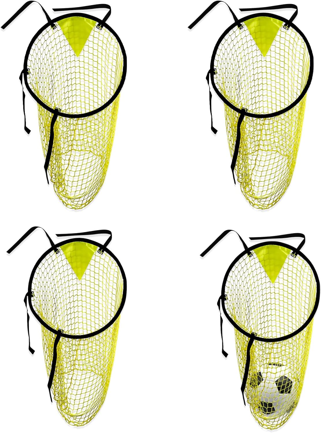 4 Pcs Yellow Soccer Goal Targets Portable Shooting Training Nets, Top Bins Precision Practice Aids for Football Goal Shooting Drills, Easy to Attach and Store for Backyard, Field, Home Use