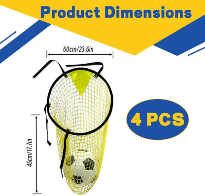 4 Pcs Yellow Soccer Goal Targets Portable Shooting Training Nets, Top Bins Precision Practice Aids for Football Goal Shooting Drills, Easy to Attach and Store for Backyard, Field, Home Use