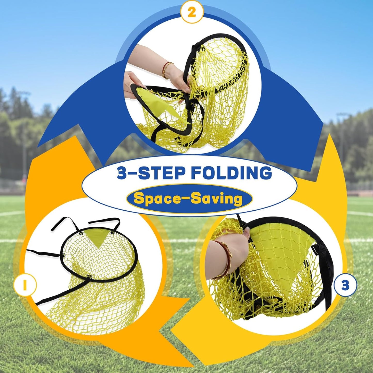 4 Pcs Yellow Soccer Goal Targets Portable Shooting Training Nets, Top Bins Precision Practice Aids for Football Goal Shooting Drills, Easy to Attach and Store for Backyard, Field, Home Use