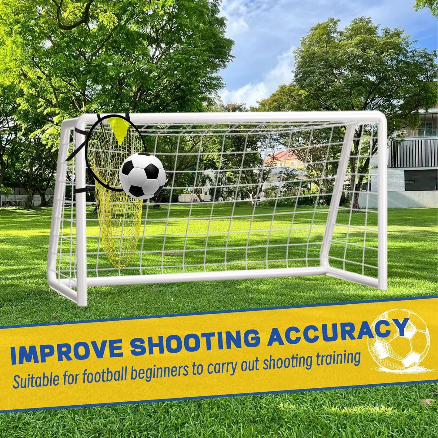 4 Pcs Yellow Soccer Goal Targets Portable Shooting Training Nets, Top Bins Precision Practice Aids for Football Goal Shooting Drills, Easy to Attach and Store for Backyard, Field, Home Use