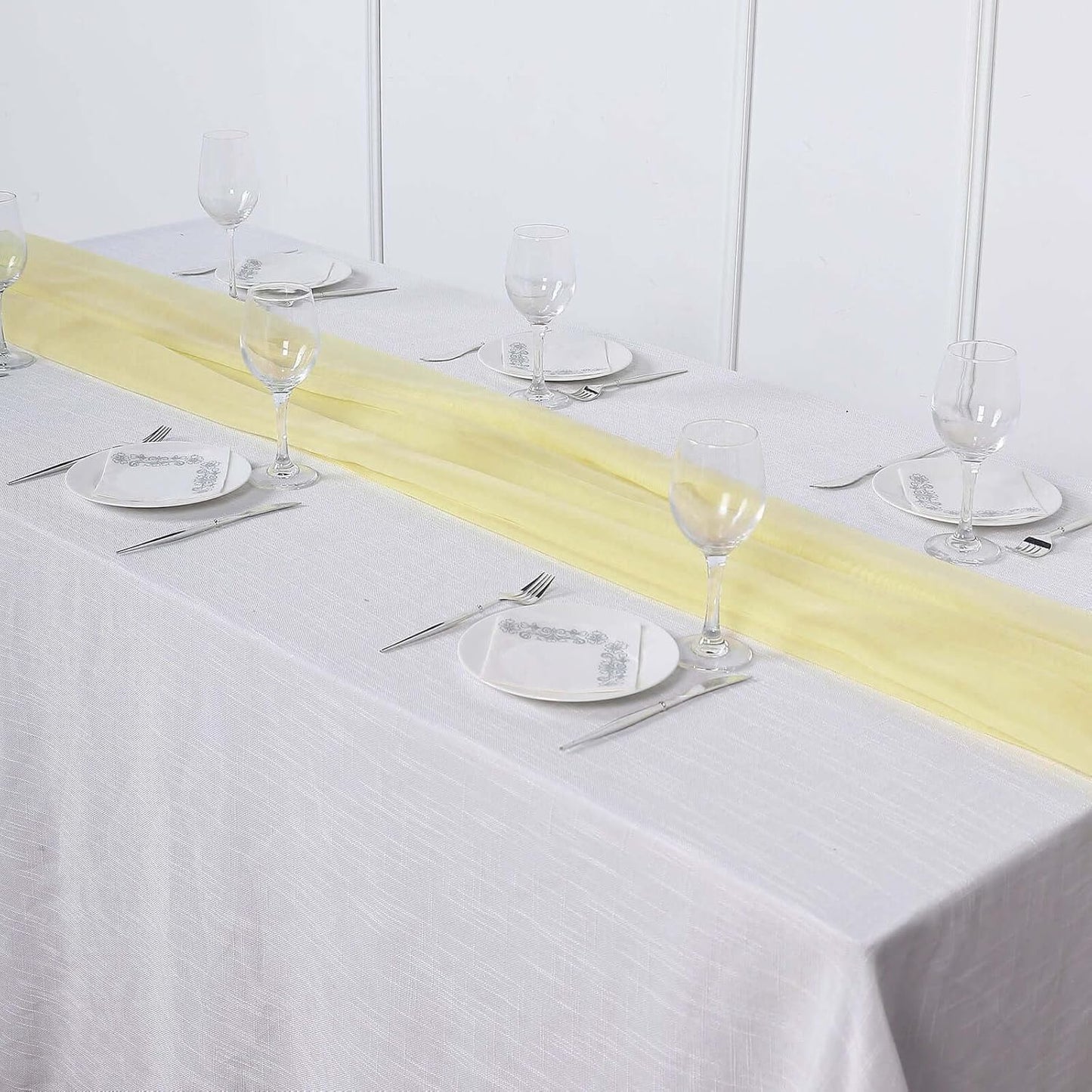 6FT Yellow Premium Chiffon Table Runner for Party Dining Banquet Events Restaurant Kitchen Home and Multi-Use