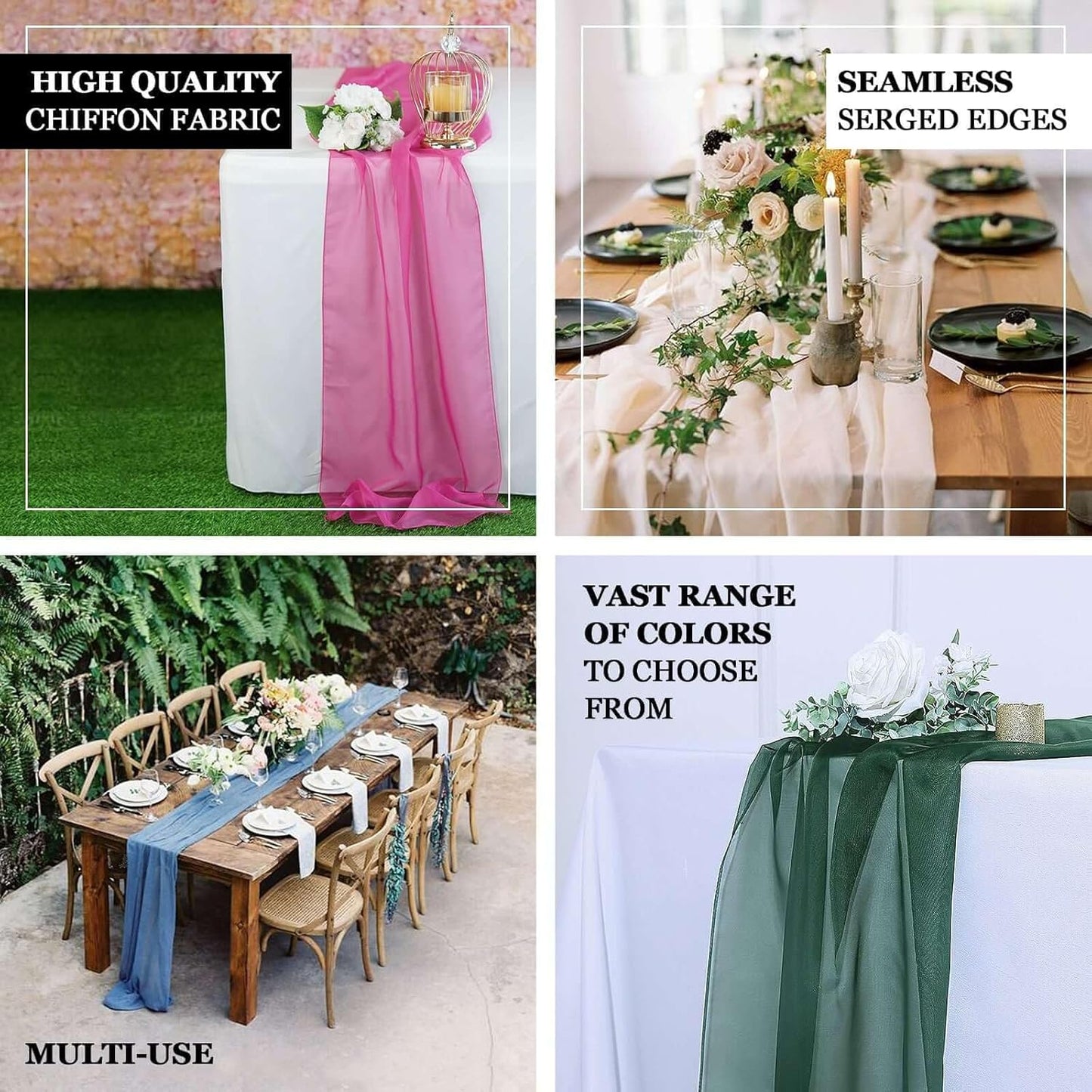 6FT Yellow Premium Chiffon Table Runner for Party Dining Banquet Events Restaurant Kitchen Home and Multi-Use