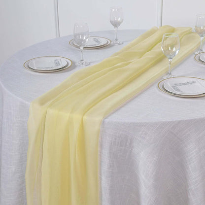 6FT Yellow Premium Chiffon Table Runner for Party Dining Banquet Events Restaurant Kitchen Home and Multi-Use