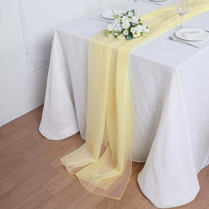 6FT Yellow Premium Chiffon Table Runner for Party Dining Banquet Events Restaurant Kitchen Home and Multi-Use
