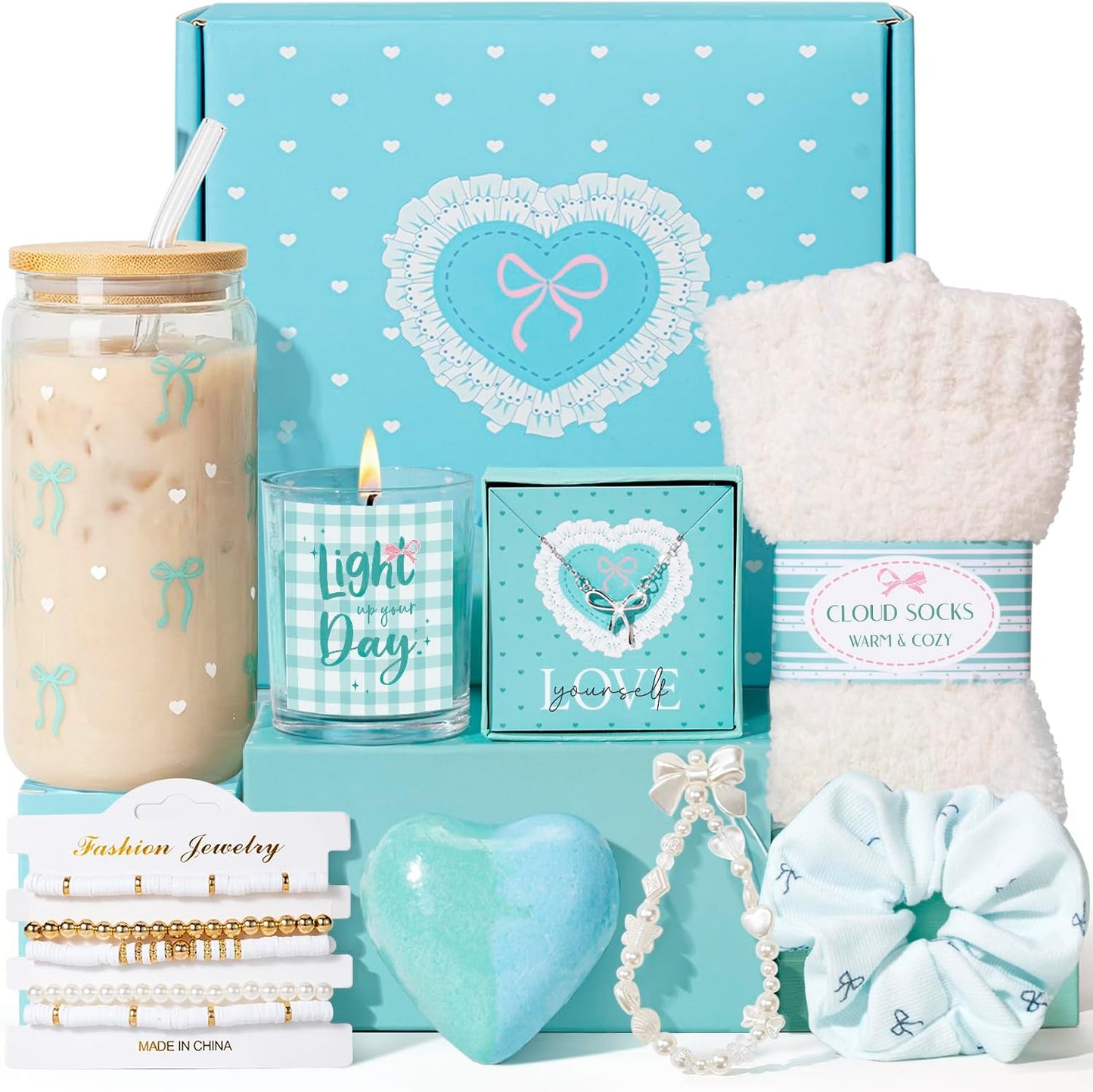 Gift Baskets for Women, 10pcs Unique Birthday Gifts for Women, Best Friend Birthday Christmas Gift, Get Well Soon Gift Basket Sending Sunshine Cheer Up Box for Sister Friendship - BRIGHTEN UP HER DAY